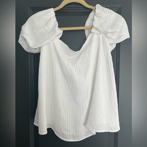 Club Monaco White Top with Balloon Sleeves (can be worn on shoulders or off).